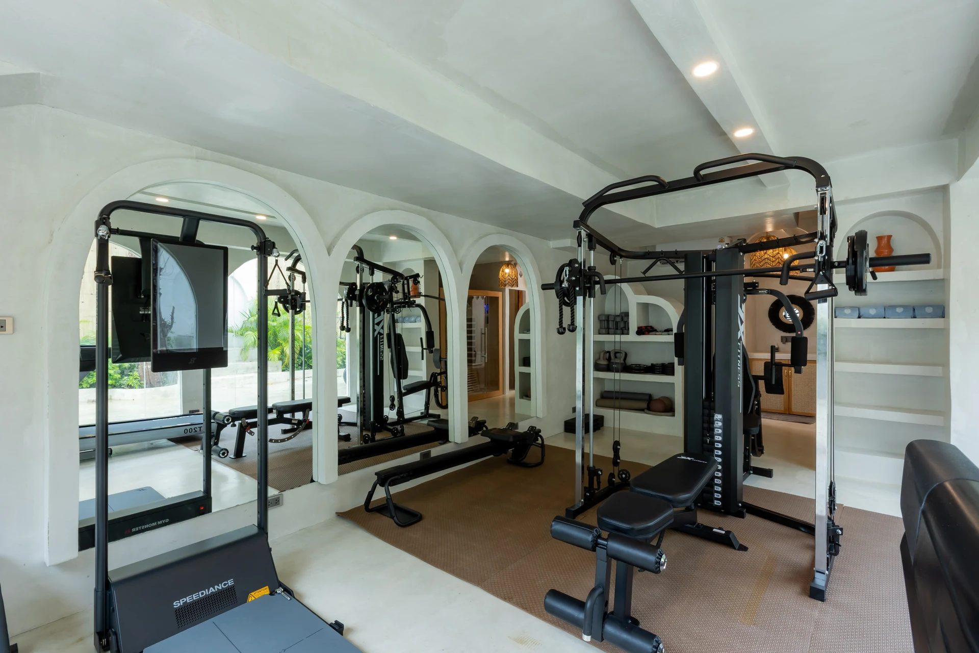 The fully-equipped gym and sauna at Cape Beach Villa, Koh Samui